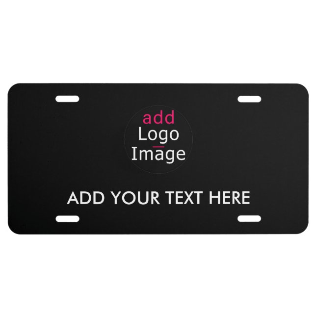 Modern Professional Chic Custom Brand Black License Plate (Front)