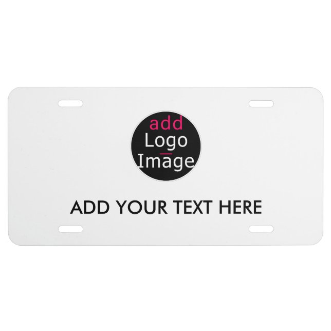 Modern Professional Chic Custom Brand White License Plate (Front)