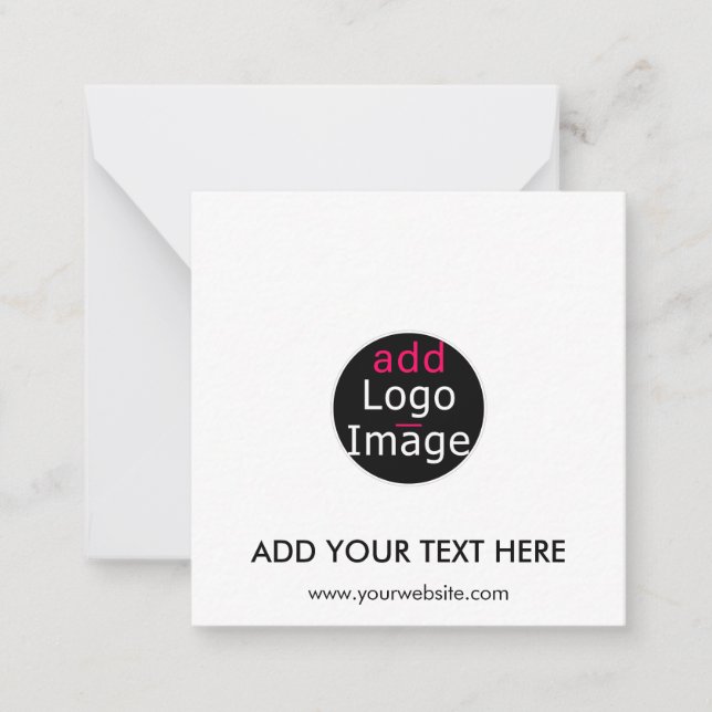 Modern Professional Chic Custom Brand White Note Card (Front)