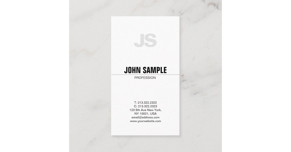Modern Professional Chic Monogram Simple Plain Business Card | Zazzle