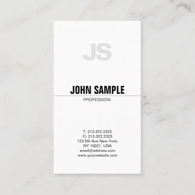 Modern Professional Chic Monogram Simple Plain Business Card | Zazzle