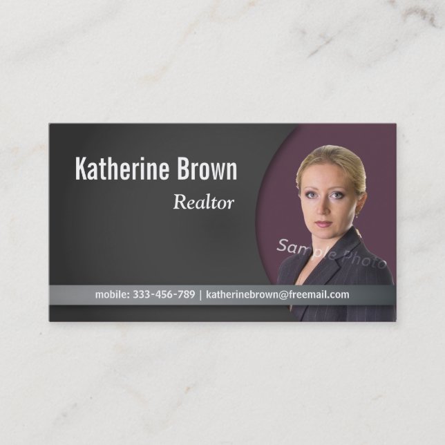 Modern, Professional, Chic, Real Estate, Photo Business Card (Front)