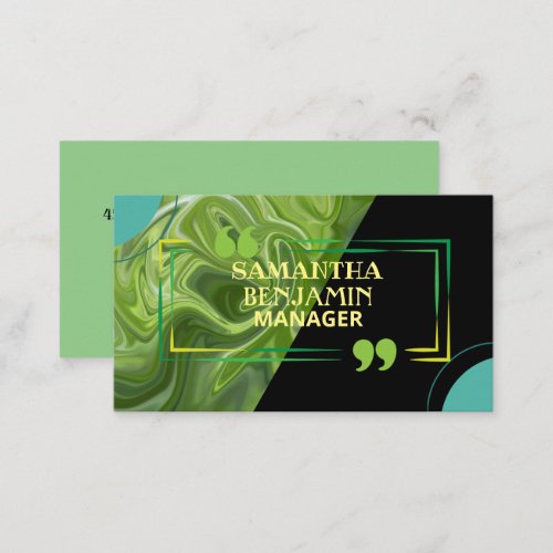 Modern Professional Classic Green Black Stylish Business Card