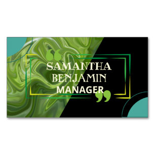Modern Professional Classic Green Black Stylish Business Card Magnet