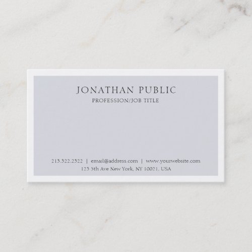Modern Professional Clean Elegant Grey White Business Card