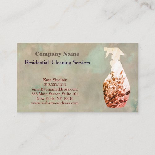 Modern Professional Cleaning Service Spray Bottle  Business Card