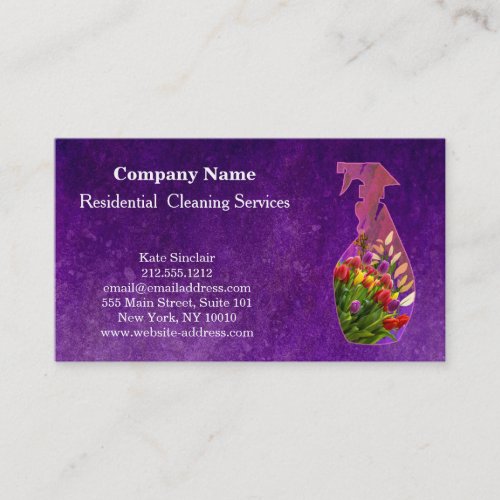 Modern Professional Cleaning Service Spray Bottle Business Card