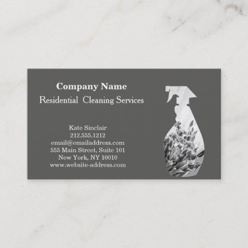 Modern Professional Cleaning Service Spray Bottle Business Card