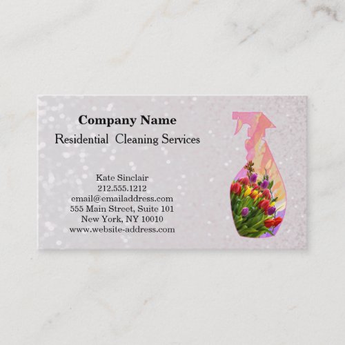 Modern Professional Cleaning Service Spray Bottle  Business Card