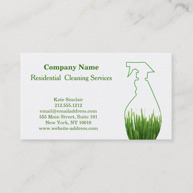 Modern Professional Cleaning Service Spray Bottle Business Card (Front)