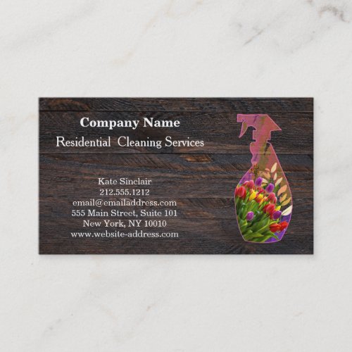 Modern Professional Cleaning Service Spray Bottle Business Card