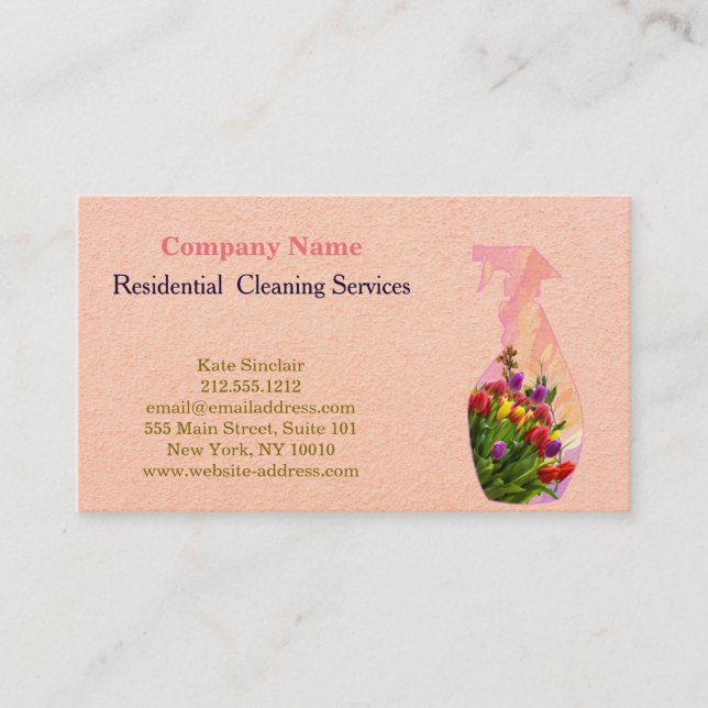 Modern Professional Cleaning Service Spray Bottle Business Card (Front)