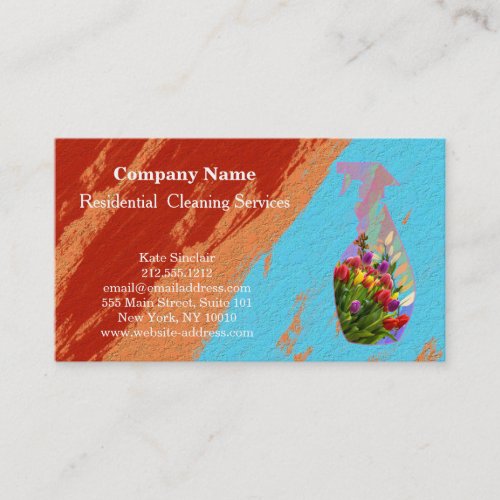 Modern Professional Cleaning Service Spray Bottle Business Card