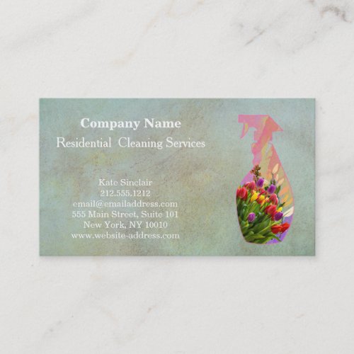 Modern Professional Cleaning Service Spray Bottlle Business Card