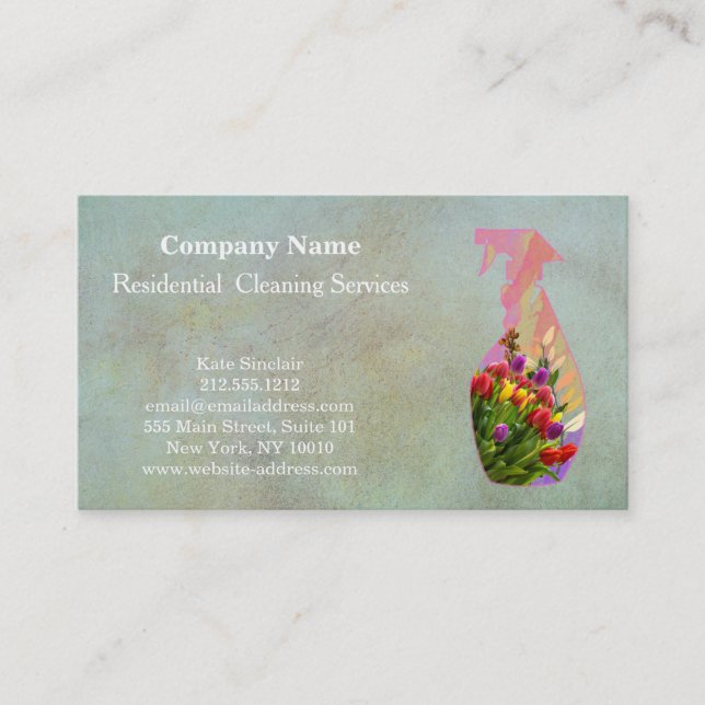 Modern Professional Cleaning Service Spray Bottlle Business Card (Front)