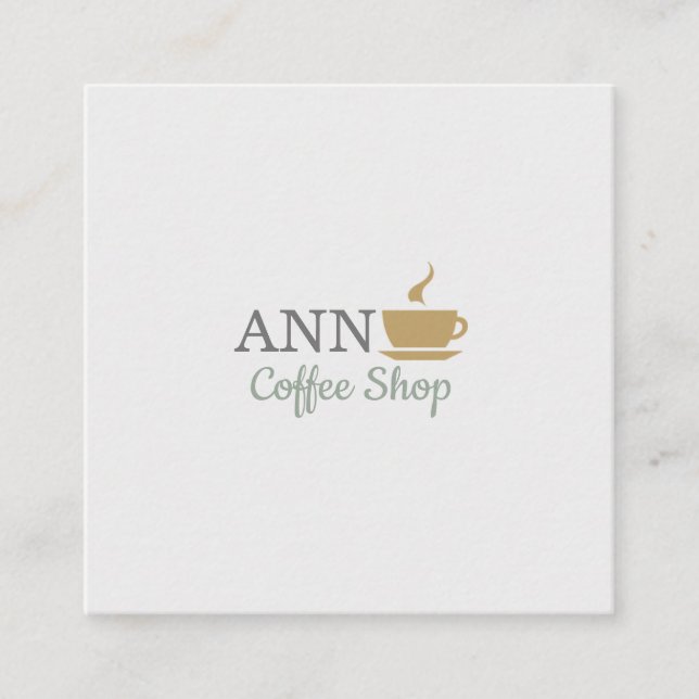 Modern Professional Coffee Cup Logo Square Business Card (Front)