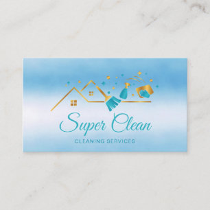 Modern Professional Commercial Cleaning House Business Card
