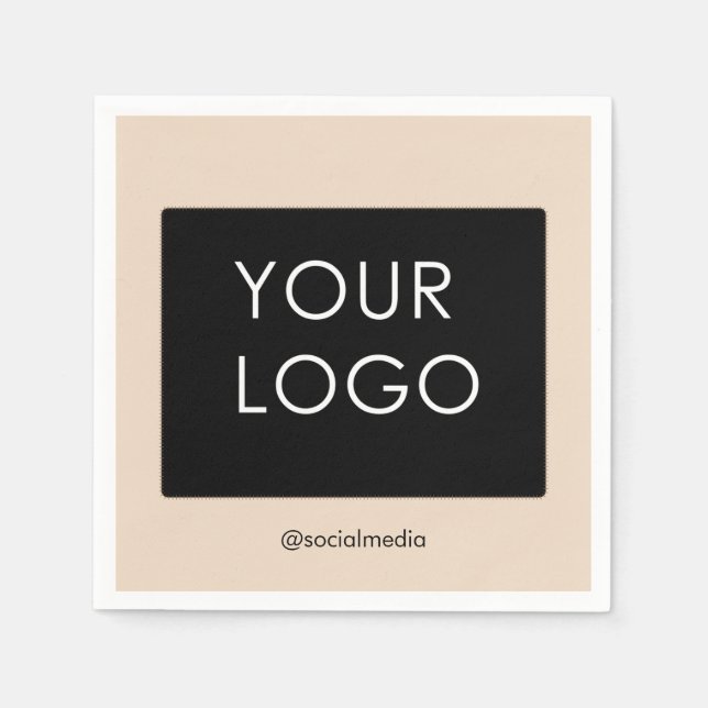 Modern Professional Company Business Logo Beige  Napkins (Front)