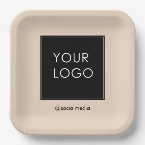 Modern Professional Company Business Logo Beige Paper Plates