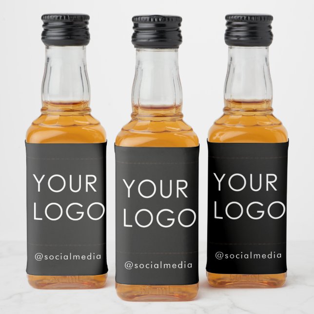 Modern Professional Company Business Logo Black Liquor Bottle Label (Bottles)
