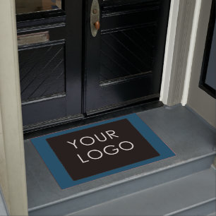 Modern Professional Company Business Logo Blue Doormat