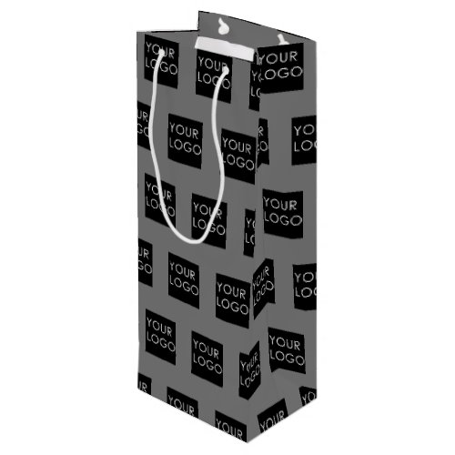 Modern Professional Company Business Logo Grey Wine Gift Bag