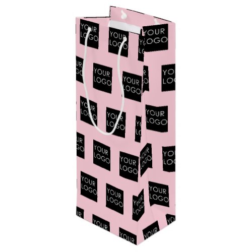Modern Professional Company Business Logo Pink Wine Gift Bag