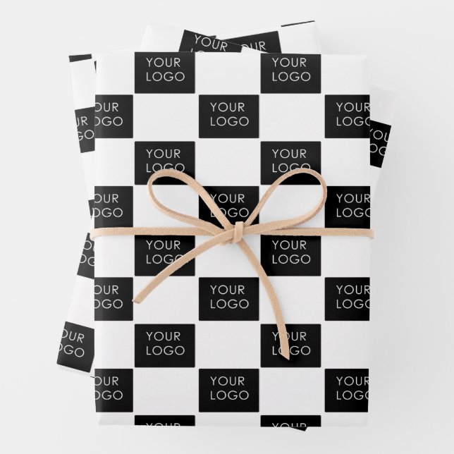 Modern Professional Company Business Logo Promo  Wrapping Paper Sheets (In situ)