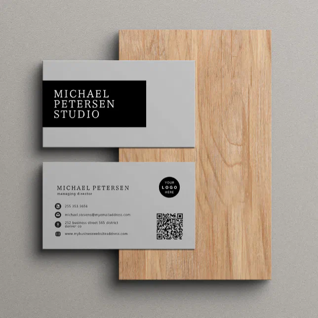 Modern professional company logo QR code Business Card | Zazzle
