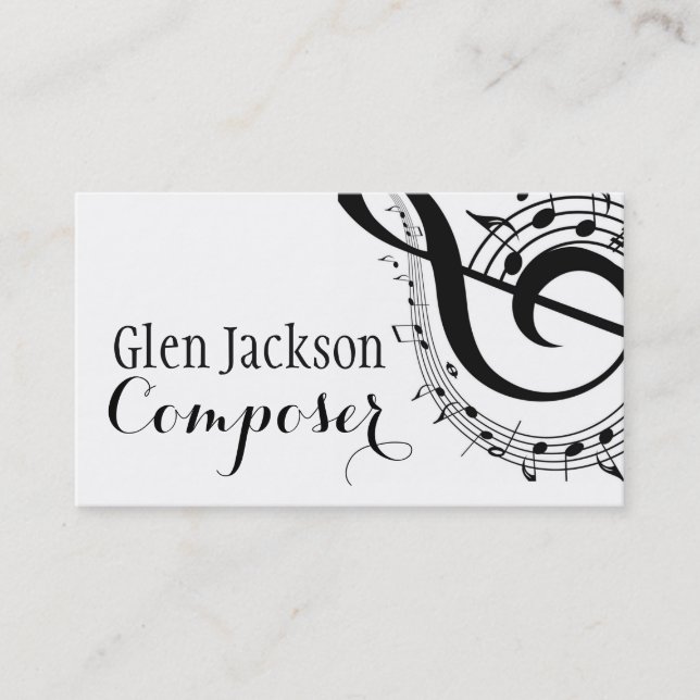 Modern Professional Composer Music Notes Musician Business Card (Front)