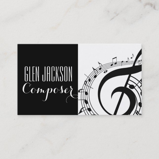 Modern Professional Composer Music Notes Musician Business Card (Front)