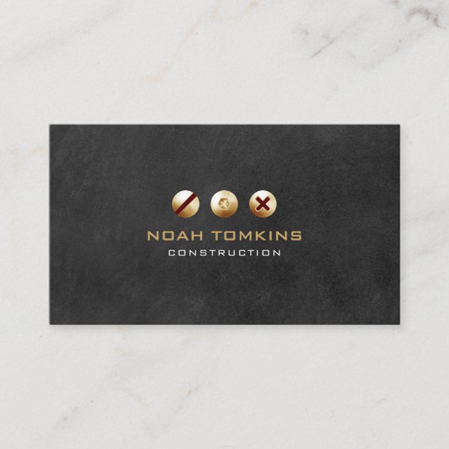 Modern Professional Construction Builder Business Card (Front)