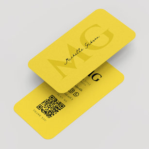 Modern Professional Construction Monogram Yellow Business Card