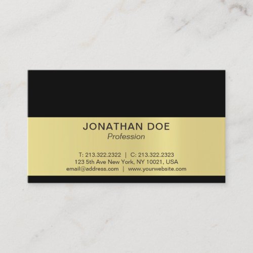 Modern Professional Creative Black and Gold Gloss Business Card