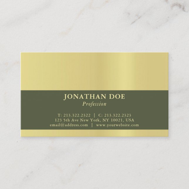 Modern Professional Creative Black and Gold Luxe Business Card (Front)