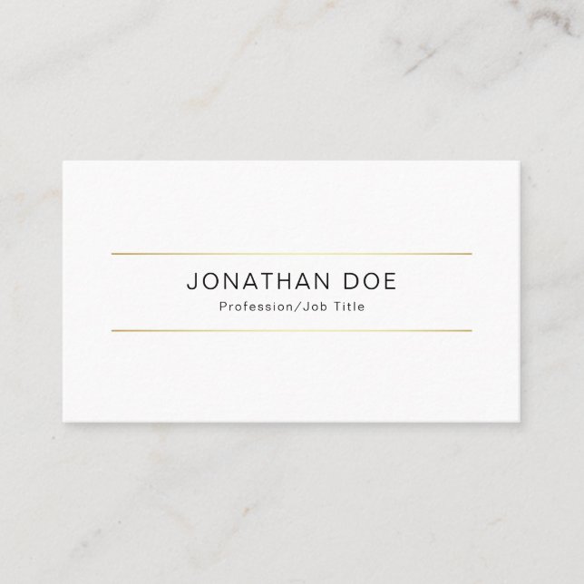 Modern Professional Creative Sleek Plain Gold Line Business Card (Front)