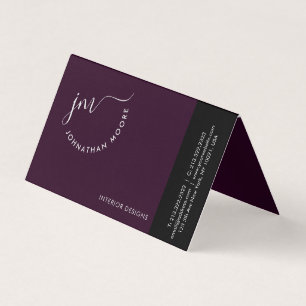 Modern Professional Curvature Plum Fancy Script Business Card