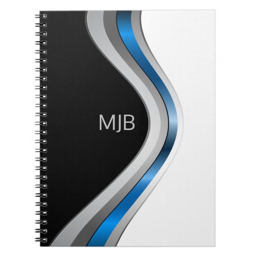 Modern Professional Curves Pattern with Monogram Notebook