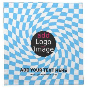 Modern Professional Custom Brand Checker Pale Blue Cloth Napkin