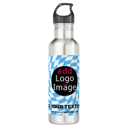 Modern Professional Custom Brand Checker Pale Blue Stainless Steel Water Bottle