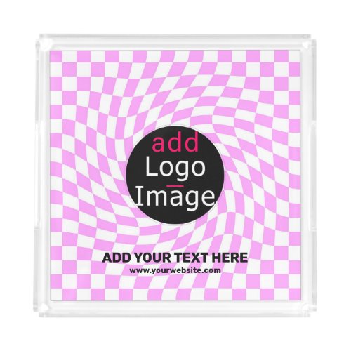 Modern Professional Custom Brand Checker Pink  Acrylic Tray