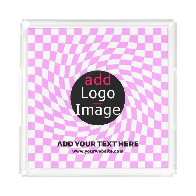 Modern Professional Custom Brand Checker Pink  Acrylic Tray (Front)