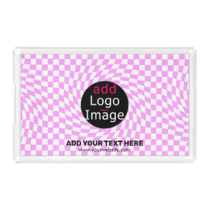 Modern Professional Custom Brand Checker Pink Acrylic Tray