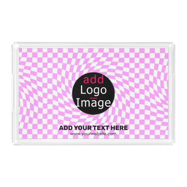 Modern Professional Custom Brand Checker Pink   Acrylic Tray (Front)