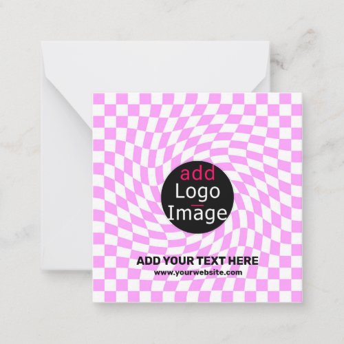 Modern Professional Custom Brand Checker Pink  Note Card