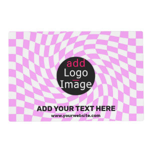 Modern Professional Custom Brand Checker Pink Placemat