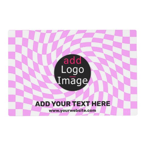 Modern Professional Custom Brand Checker Pink  Placemat