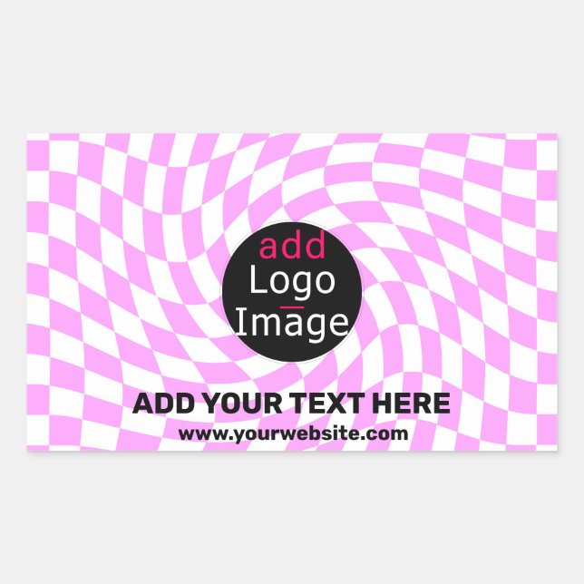 Modern Professional Custom Brand Checker Pink  Rectangular Sticker (Front)