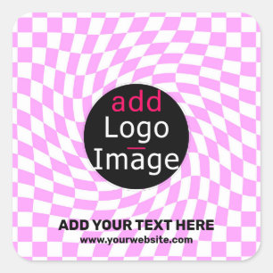 Modern Professional Custom Brand Checker Pink  Square Sticker