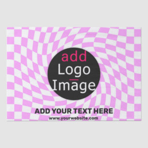Modern Professional Custom Brand Checker Pink  Tissue Paper
